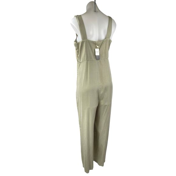 NEW Parfois Green Sleeveless Square Neck Cami Tank Wide Leg Jumpsuit Size M/L - Picture 2 of 4